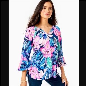 Lilly Pulitzer Willa Flounce Sleeve Top / Size XS